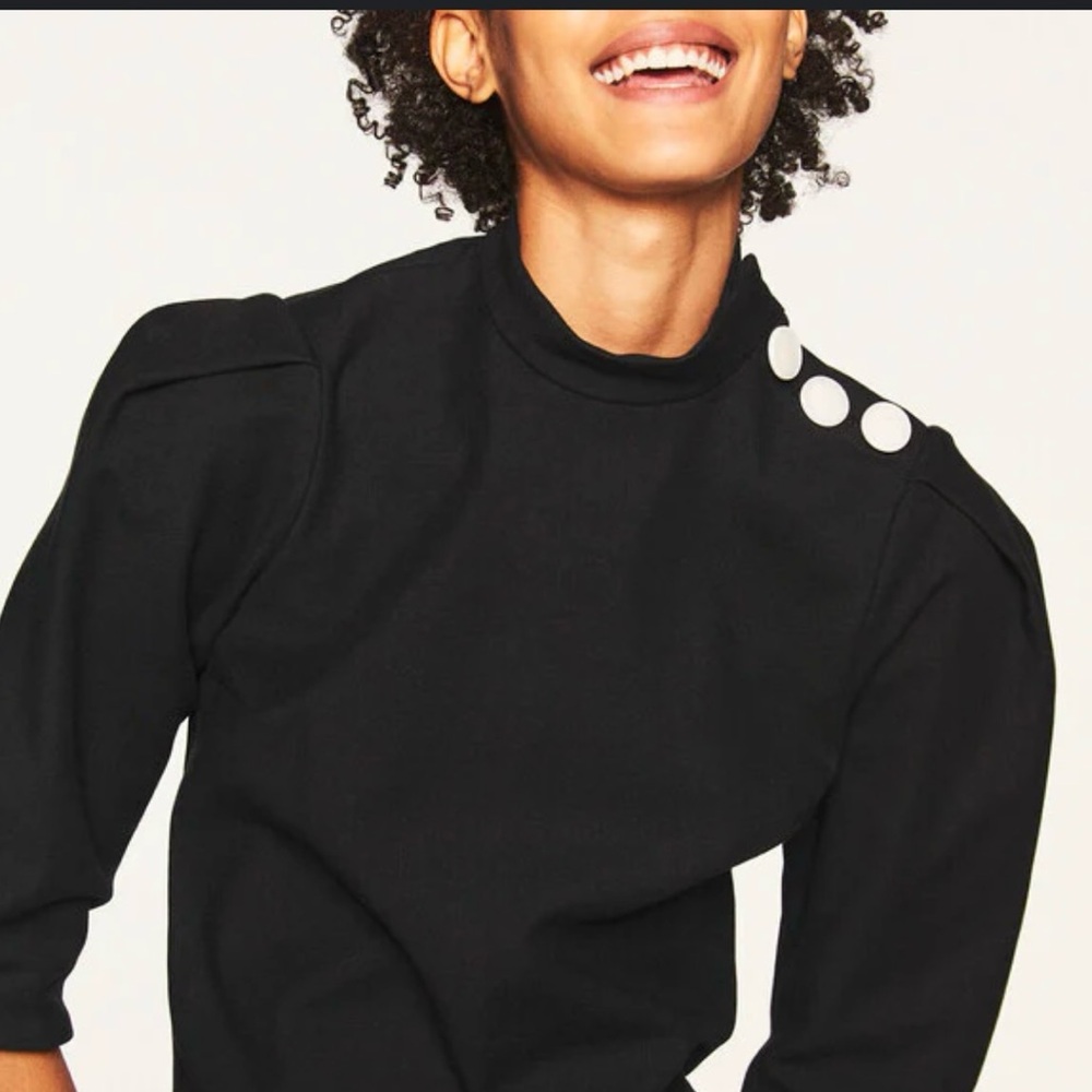 BA&SH Black Top detailed white buttons 3/4 sleeve